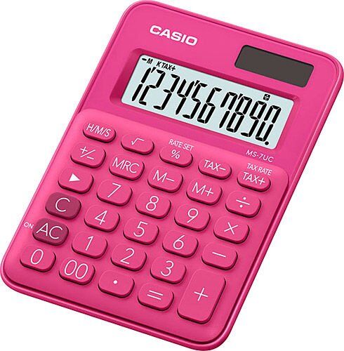 Casio MS-7UC-RD 10 Haneli Kırmızı Masüstü Hesap Makinesi