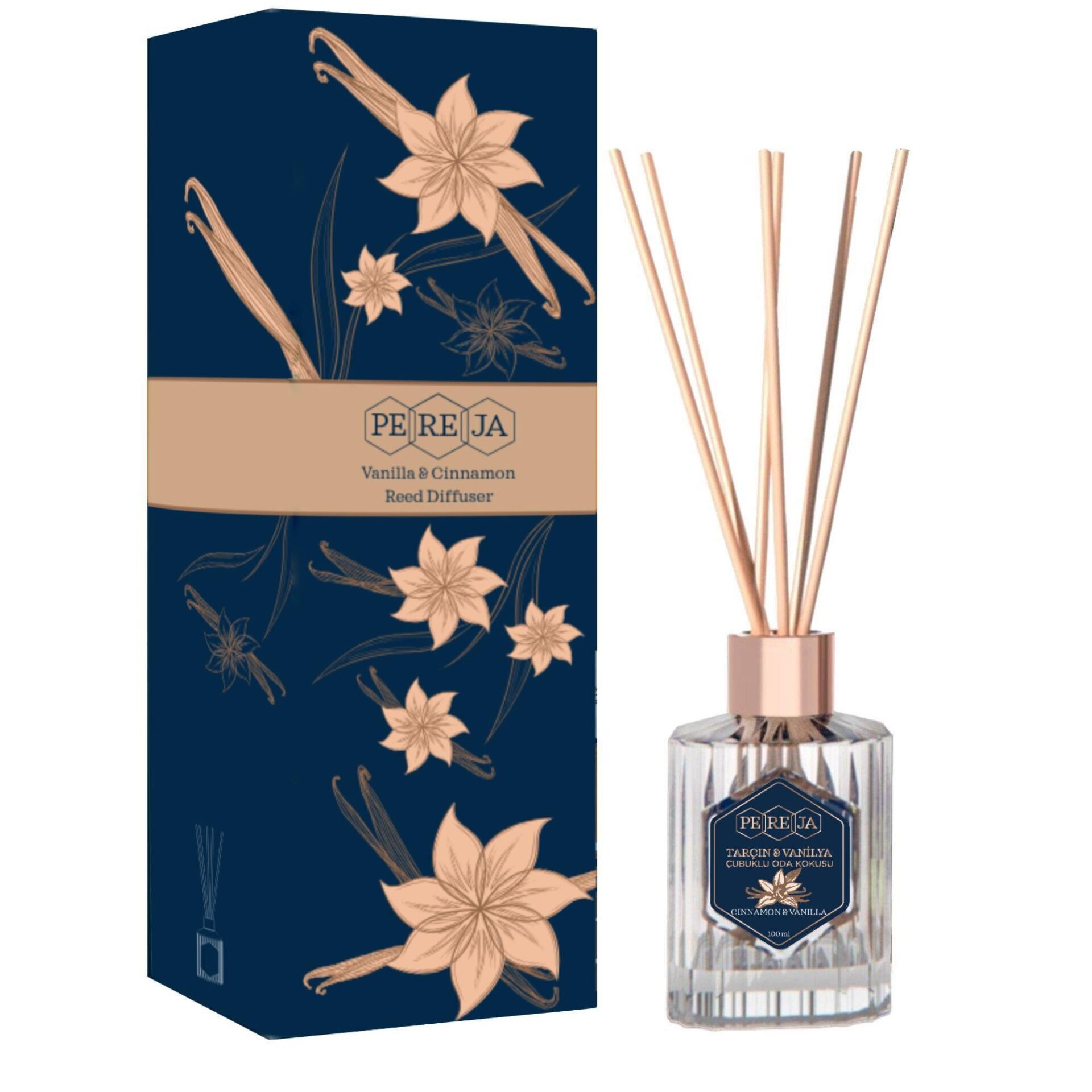 Pereja  Reed Diffuser 100ml Vanilya & Tarçın Çubuklu Oda Kokusu