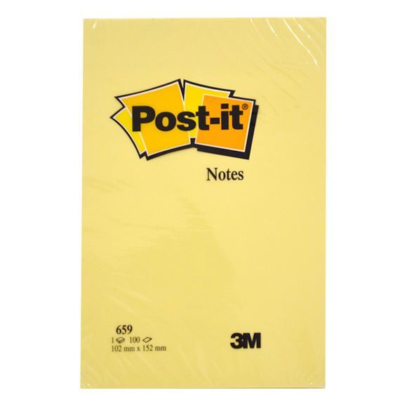 Post-it 659 102x152 100 Yaprak Sarı Renk Not Kağıdı