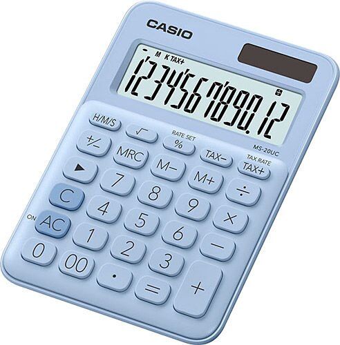 Casio MS-20UC-LB 12 Haneli Açık Mavi Masaüstü Hesap Makinesi