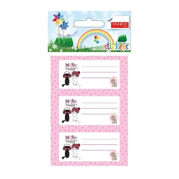 Tanex Brd-6020 Hello Kedi-2 Bordürlü Tek Sıra Okul Etiketi