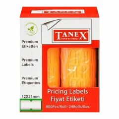 Tanex 12x21 6 lı Motex Flo Turuncu Çizgili Etiket