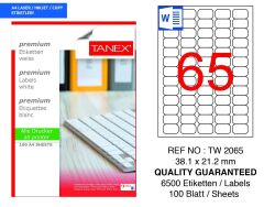 Tanex TW-2065 38,1x21,2mm 100 lü Lazer Etiketi