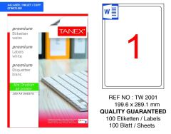 Tanex TW-2001 199,6X289,1mm 100 lü Lazer Etiket