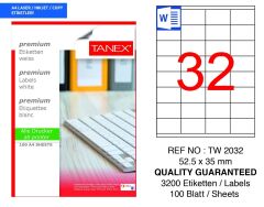 Tanex TW-2032 52,5x35mm 100 lü Lazer Etiketi