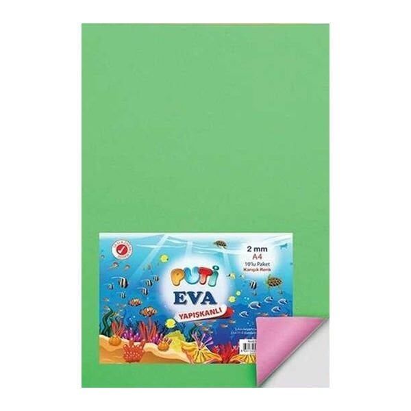 Puti 1161 50x70 cm 10 lu Karışık Renk Yapışkanlı Eva