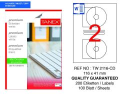 Tanex TW-2116 116x41mm 100 lü Lazer Etiket