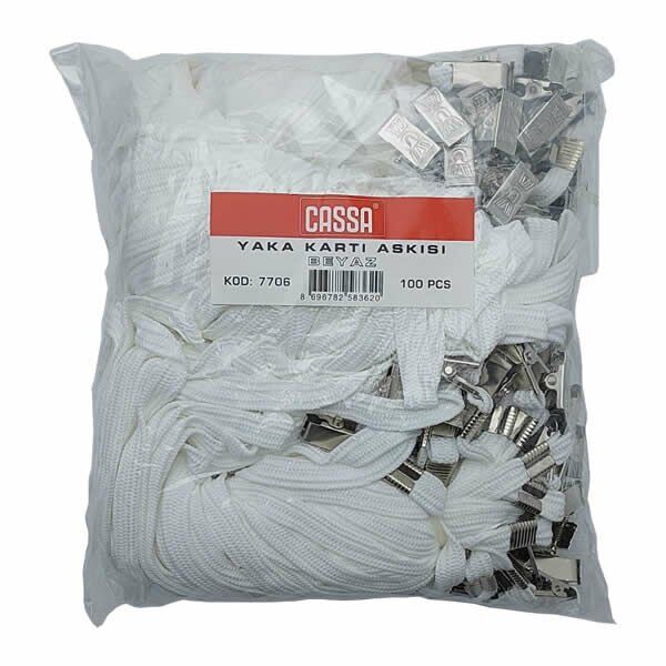Cassa 7506B 100 lü Beyaz Metal Maşalı Askı İpi