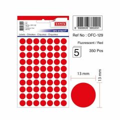Tanex OFC-129 13 mm Kırmızı Yuvarlak Etiket