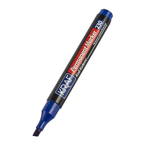 Kraf 230 Kesik Uç Mavi Permanent Markör Kalem