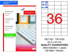 Tanex TW-2035 52,5x33mm 100 lü Lazer Etiketi