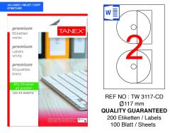 Tanex TW-3117 117mm 100 lü Lazer Etiketi