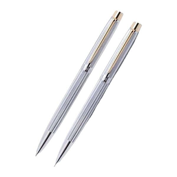 Scrikss 722W Balıksırtı Gold Krom Tükenmez Kalem & Versatil Kalem Seti