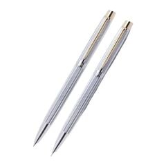 Scrikss 722W Balıksırtı Gold Krom Tükenmez Kalem & Versatil Kalem Seti