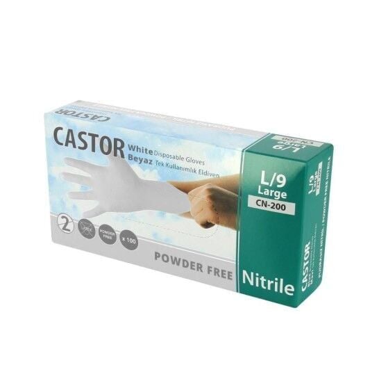 Castor CN-200 M Beden No:8 Beyaz Nitril Eldiven