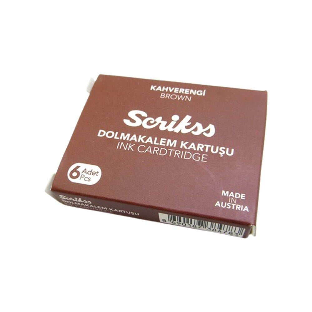 Scrikss 6 lı Kahverengi Dolma Kalem Kartuşu