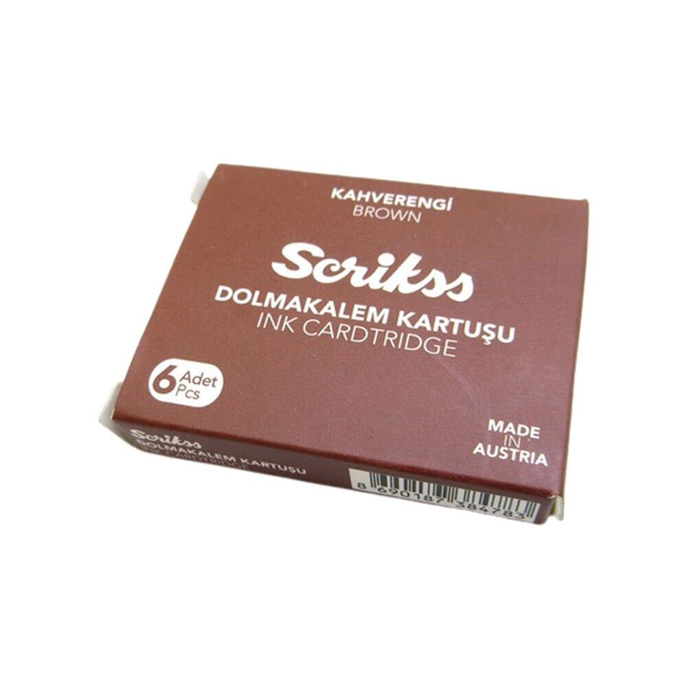 Scrikss 6 lı Kahverengi Dolma Kalem Kartuşu