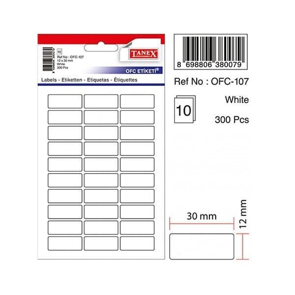 Tanex OFC-107 10 lu Beyaz Ofis Etiketi
