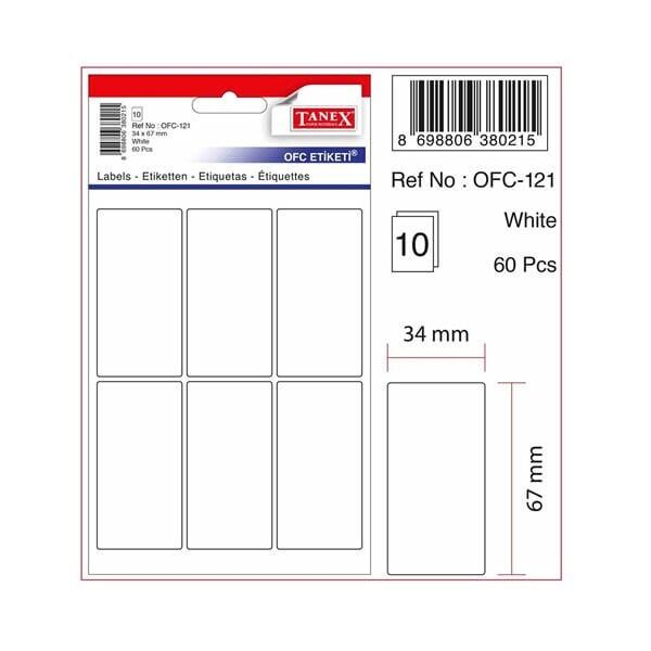 Tanex OFC-121 10 lu Beyaz Ofis Etiketi