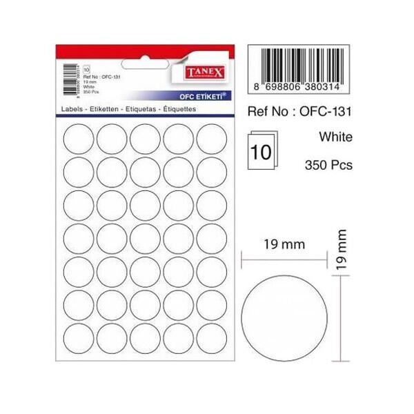 Tanex OFC-131 10 lu Beyaz Ofis Etiketi