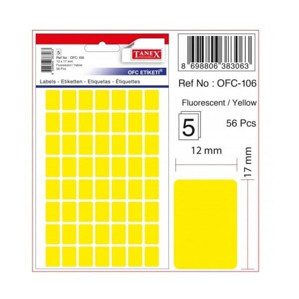 Tanex OFC-106 5 li Floresan Sarı Ofis Etiketi