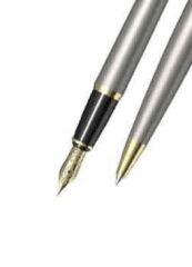 Scrikss 38 Saten Altın Dolma Kalem & Tükenmez Kalem Seti