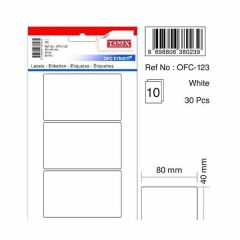 Tanex OFC-123 10 lu Beyaz Ofis Etiketi