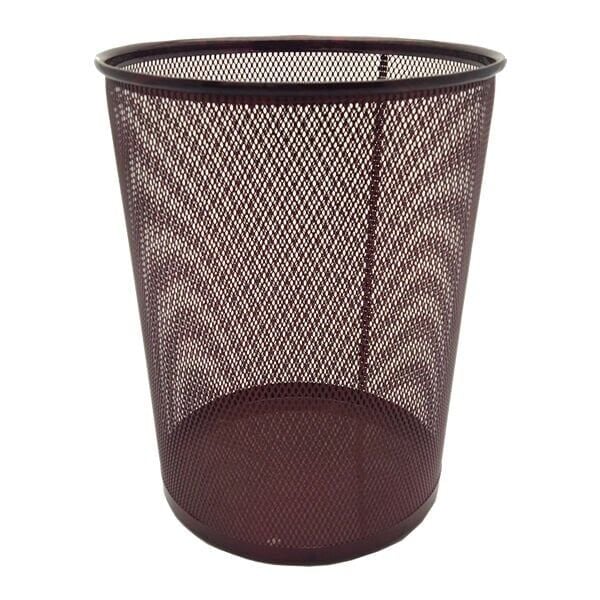 Drt 912 Metalik Kırmızı Konik Delikli Metal Çöp Kovası