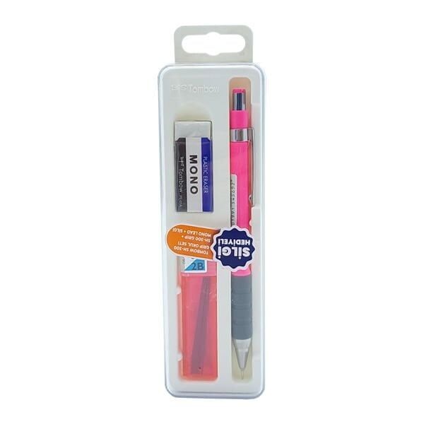 Tombow SH-300 Grip 0,7 mm Neon Pembe Uç Silgi Kalem Seti