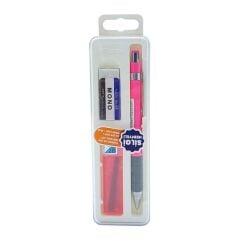 Tombow SH-300 Grip 0,7 mm Neon Pembe Uç Silgi Kalem Seti