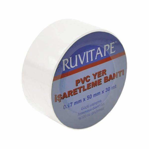 Ruvitape 30mtX50mm Beyaz Yer İşaretleme Bandı