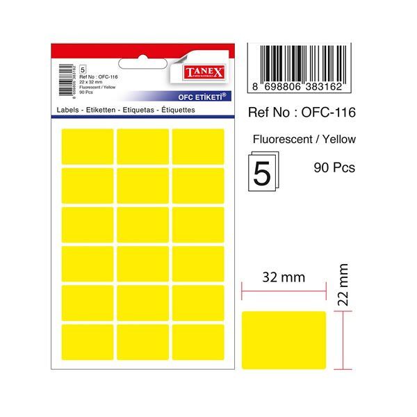 Tanex OFC-116 5 li Florasan Sarı Ofis Etiketi