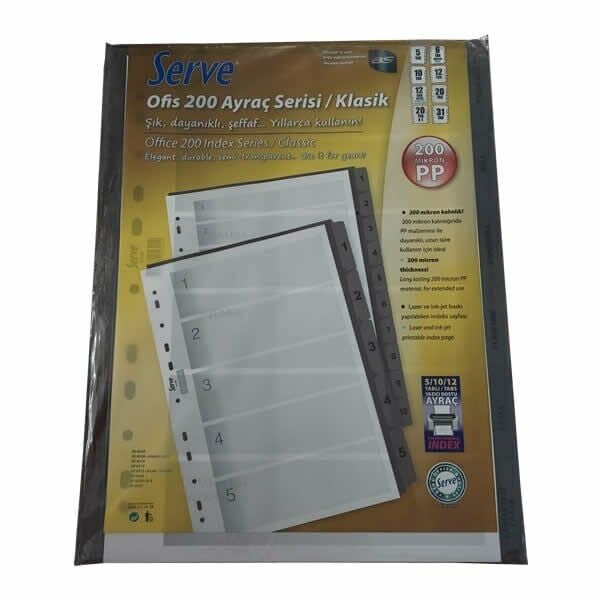 Serve SV-6306 A4  200 PP Serisi Günler Ayraç