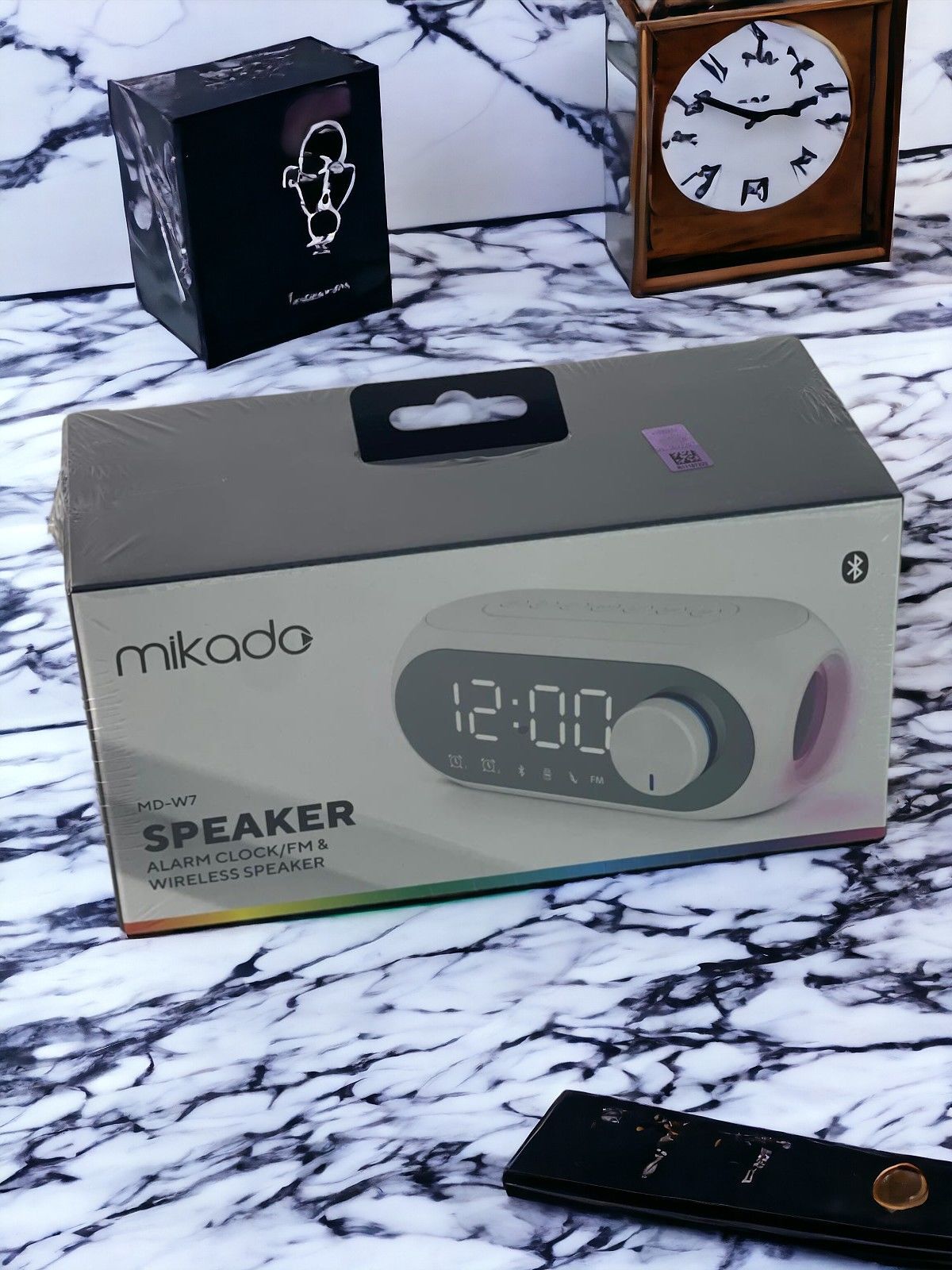 Mikado MD-W7 1200mAh 5W Beyaz Bluetooth-Aux-Derece-Usb-FM Double Alarmlı Saat Speaker