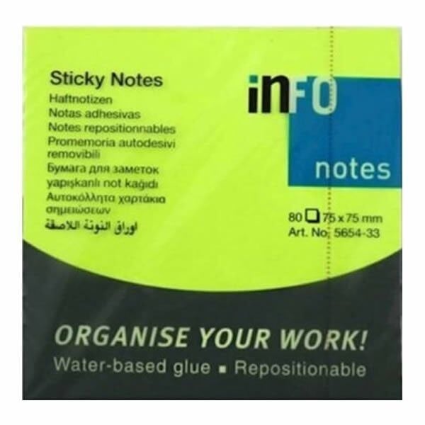 Halsa Info Notes 75x75 80 Yaprak Parlak Yeşil Not Kağıdı