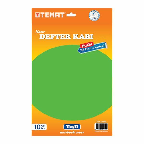Temat 214909 10 lu Yeşil Tek Kenarı Yapışkanlı Defter Kabı