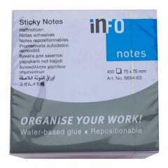Halsa Info Notes 75x75  450 Yaprak Pastel Karışık RenkNote Kağıdı