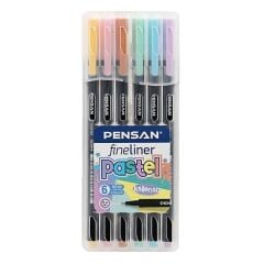 Pensan 6200 6 lı PVC Kutu Pastel Renk Fineliner Kalem