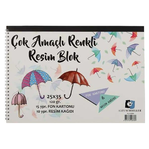 Alex Schoeller 25x35 cm 25 Yaprak 120 gr Çok Amaçlı Renkli Resim Defteri