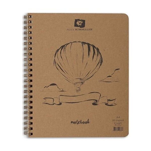 Alex Schoeller ALX-0381 A6 80 Yaprak 70 gr Çizgili Spiralli Sert Kapak Çizgili Defter