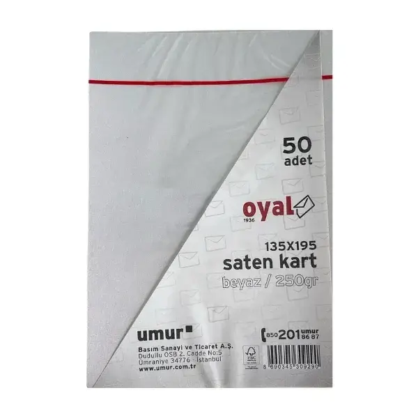 Oyal 08442 135x195 250 gr 50 li Koyu Beyaz Saten Kart
