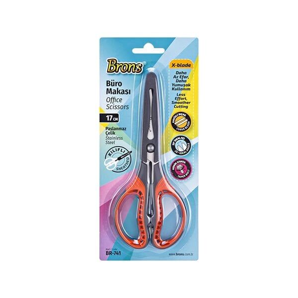 Brons BR-741 17 Cm Kılıflı Korumalı Makas