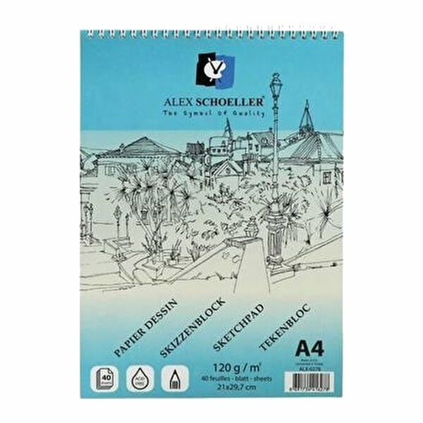 Alex Schoeller A4 120 gr 40 lı Eskiz Spiralli Blok Defter