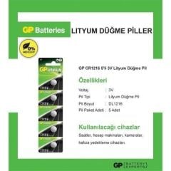 Gp GPCR1216-C5 3V  5 li Lityum Kartela Pil