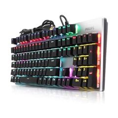 Philips SPK8404 Siyah-Gümüş Rainbow Aydınlatmalı Blue Switch Mekanik Gaming Oyuncu Klavyesi