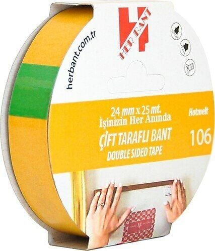Herbant 24mm x 25mt PP Hotmelt Çift Taraflı Bant