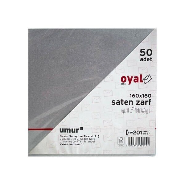 Oyal 08457 160 X 160 160 Gr 50'Lı Grı Saten Zarf
