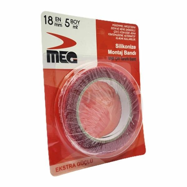 MEG 18mm x 5 mt VHB Silikonize Montaj Bandı