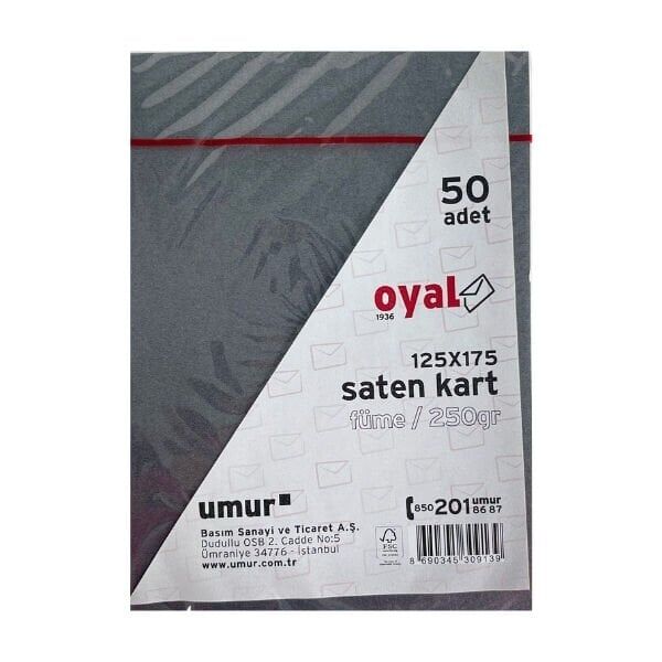 Oyal 125x175 Cm 250 Gr 50 li Füme Saten Kart