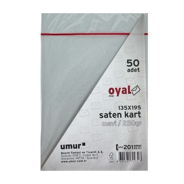 Oyal 08444 135 X 195 250 Gr 50'Lı Mavi Saten Kart